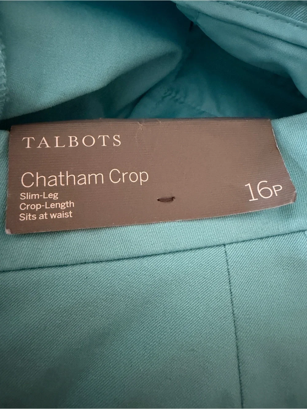 Talbots Chatham Crop pants with scalloped edges. Tiffany Blue size 16P NEW